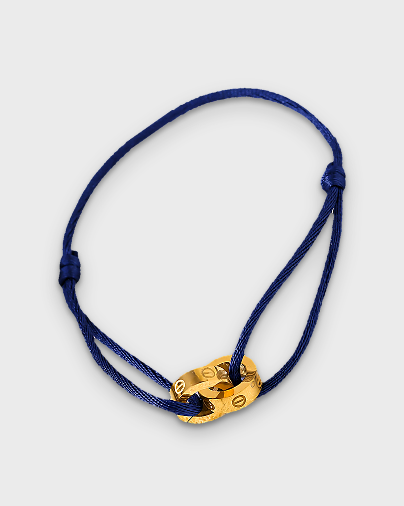 SUNVES MIDNIGHT BRACELET, navy cord with gold rings, studio v3