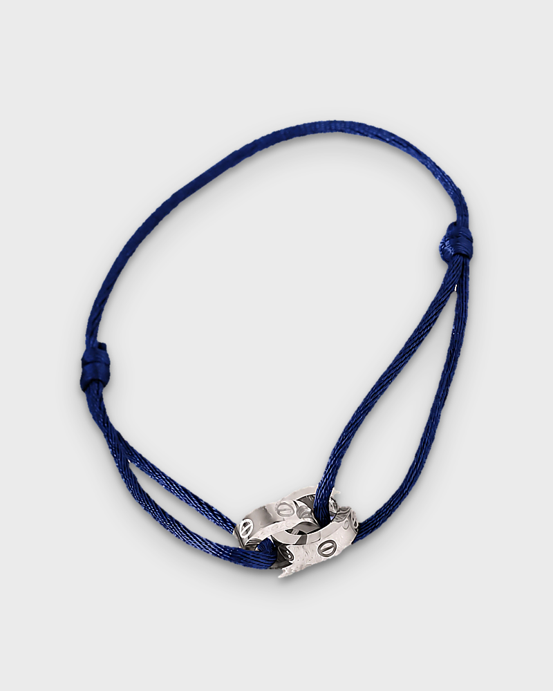 SUNVES MIDNIGHT BRACELET, navy cord with silver rings, studio v3