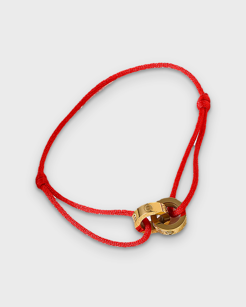 SUNVES MIDNIGHT BRACELET, red cord with gold rings, studio v3