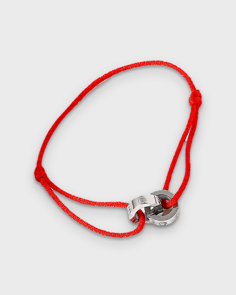SUNVES MIDNIGHT BRACELET, red cord with silver rings, studio v3