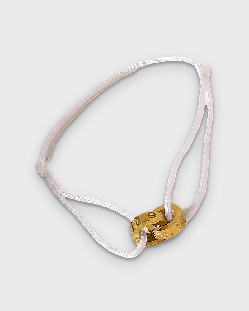 SUNVES MIDNIGHT BRACELET, white cord with gold rings, studio v3