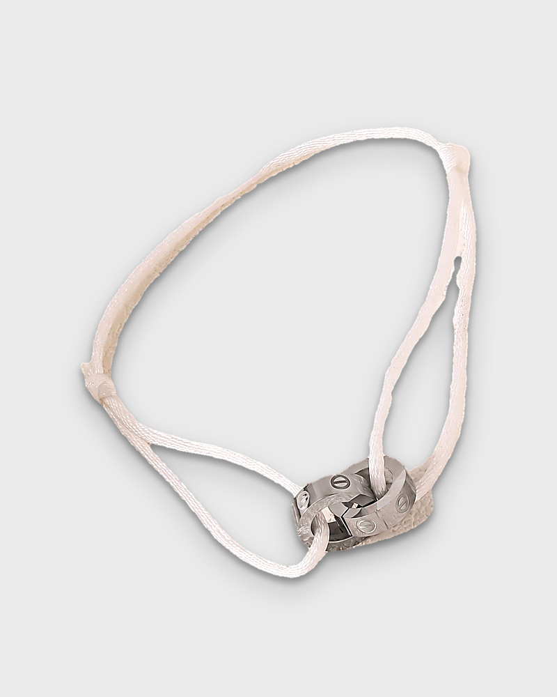 SUNVES MIDNIGHT BRACELET, white cord with silver rings, studio v3