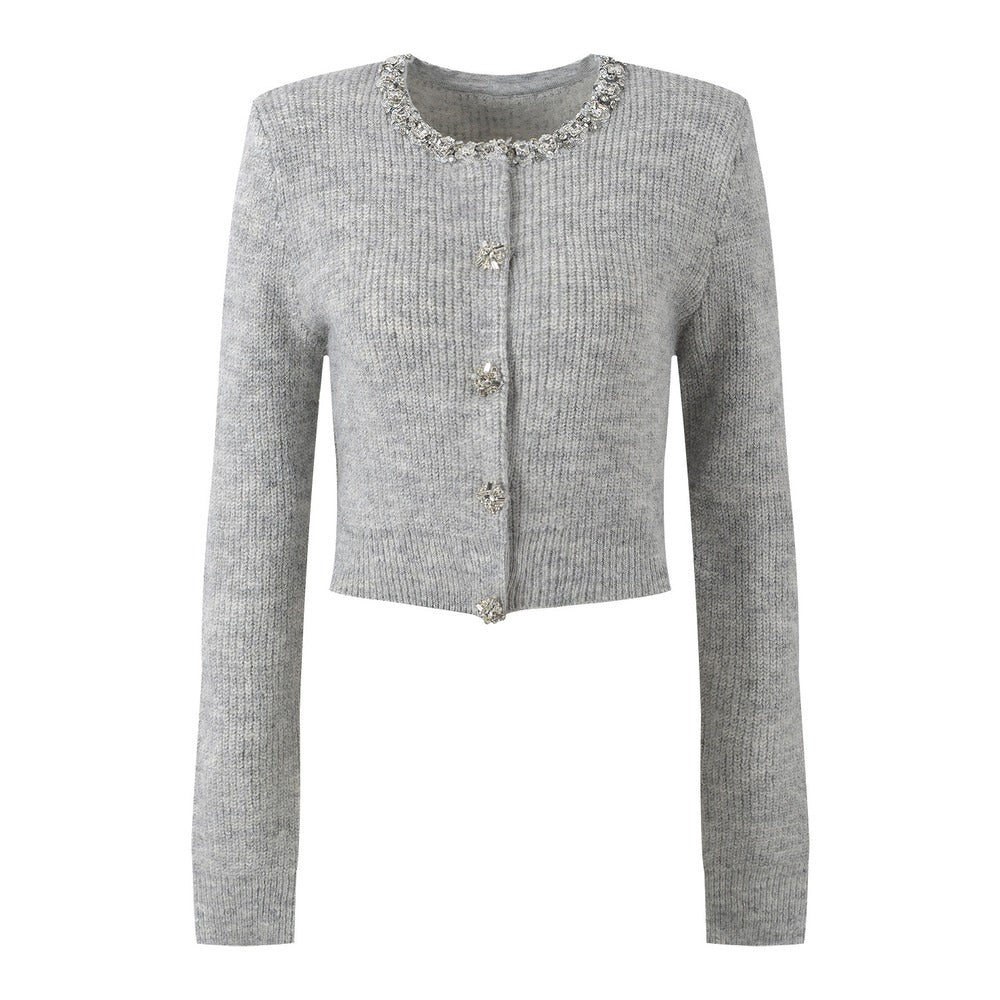 Sunves Rhinestone Cardigan in grey, front
