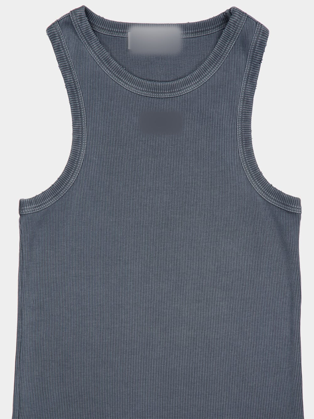 Sunves Marina Ribbed Tank Top in charcoal, neckline detail