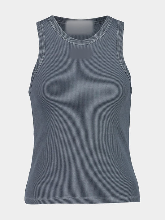 Sunves Marina Ribbed Tank Top in charcoal, front