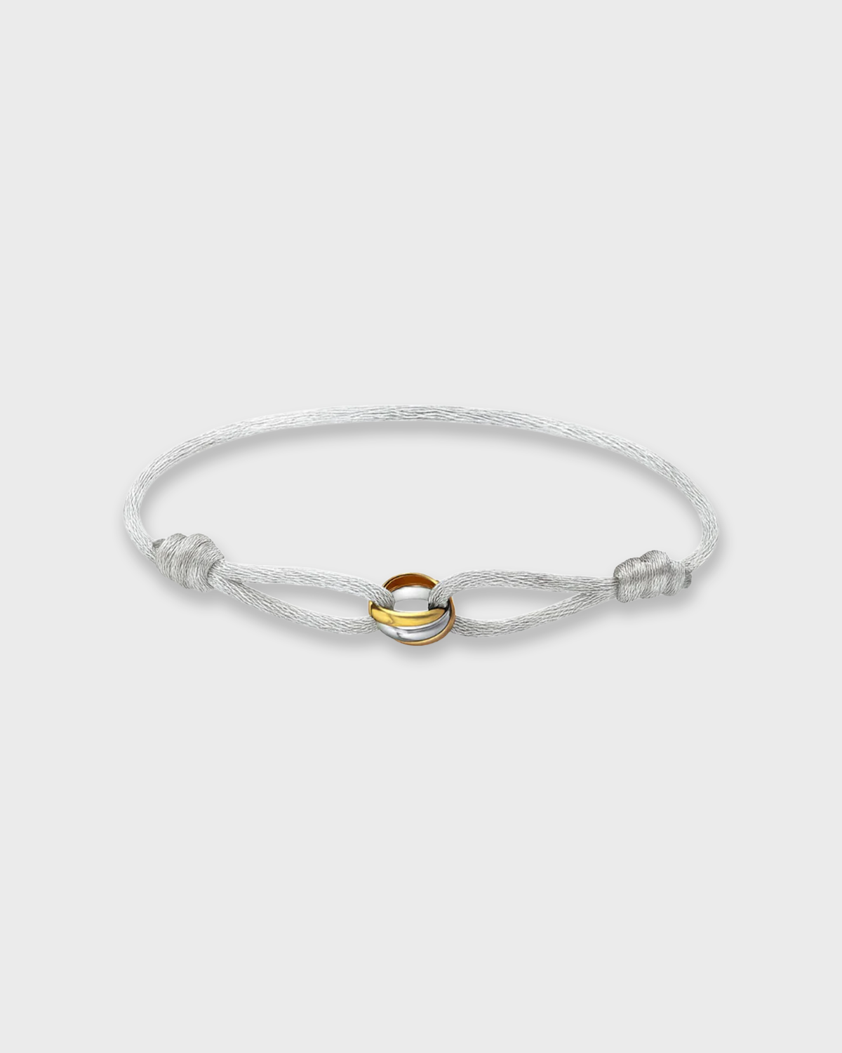 SUNVES LUSSO BRACELET in light grey — adjustable cord bracelet with two interlocking rings